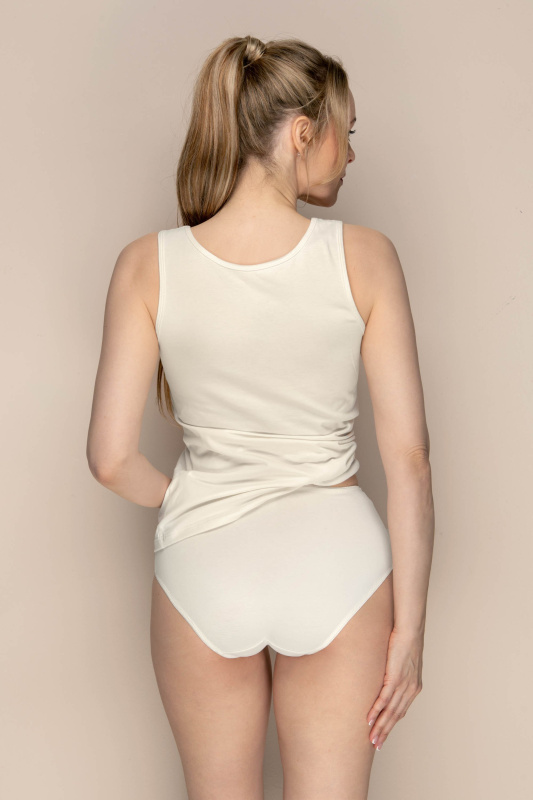 Vysoké bavlněné kalhotky s krajkou Timo 120004 Barva: Smetanová, Velikost: 3XL