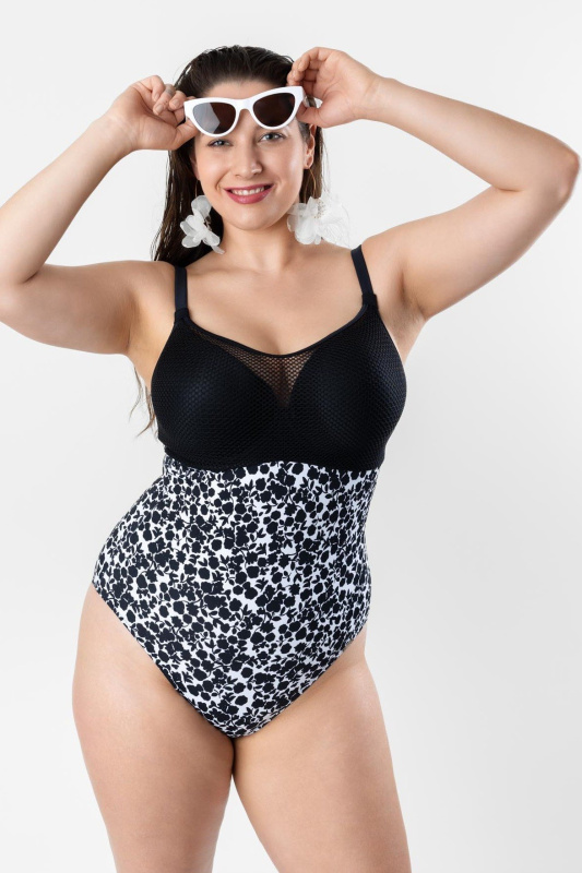 Jednodílné plavky NettieBra se síťovinou Timo 842088 Barva: Zelená, Velikost: 95D