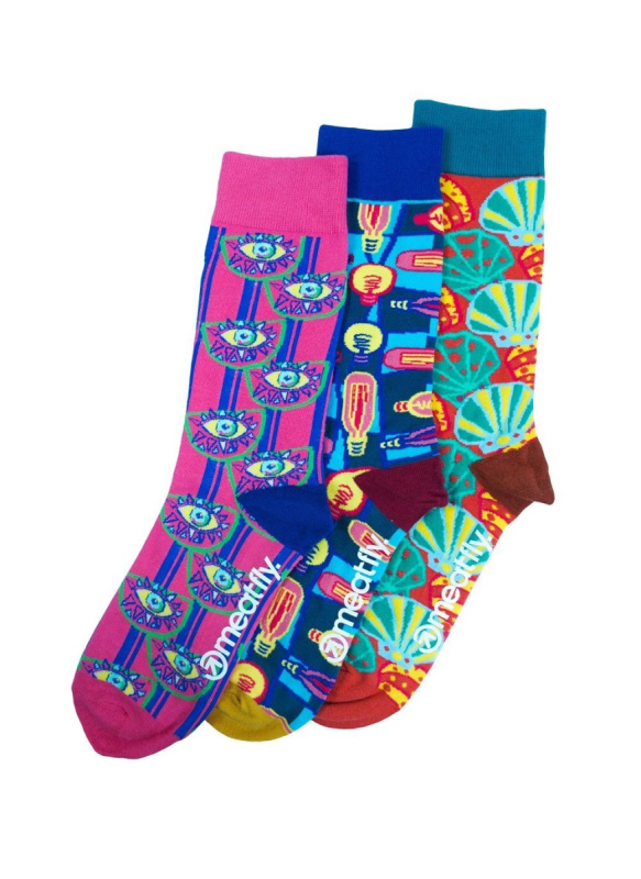 Meatfly ponožky Globe socks Triple Pack | Mnohobarevná | Velikost L/XL