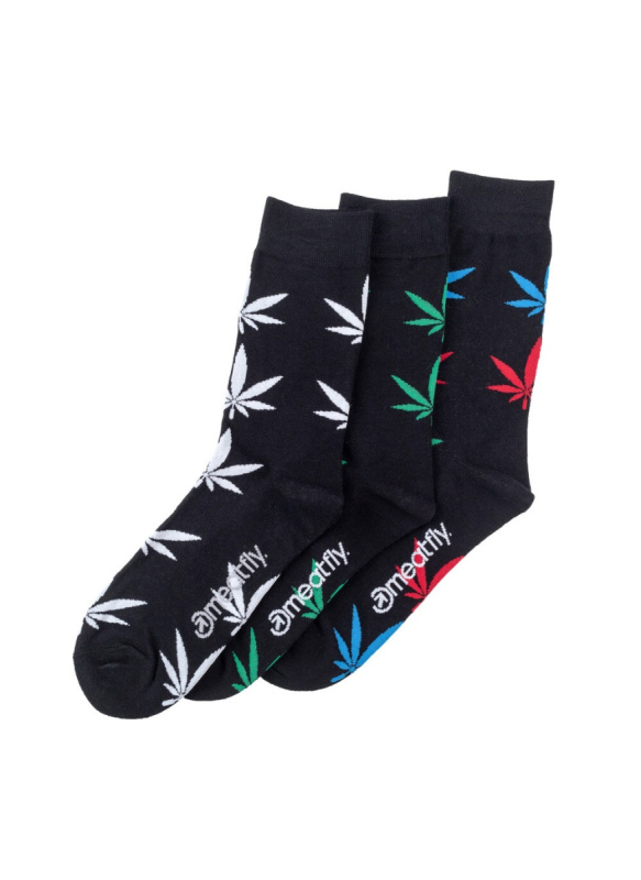 Meatfly ponožky Ganja Black socks Triple Pack | Mnohobarevná | Velikost S/M