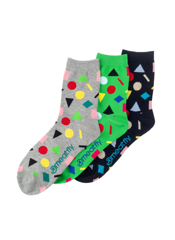 Meatfly ponožky Multi Shape socks Triple Pack | Mnohobarevná | Velikost XS/S