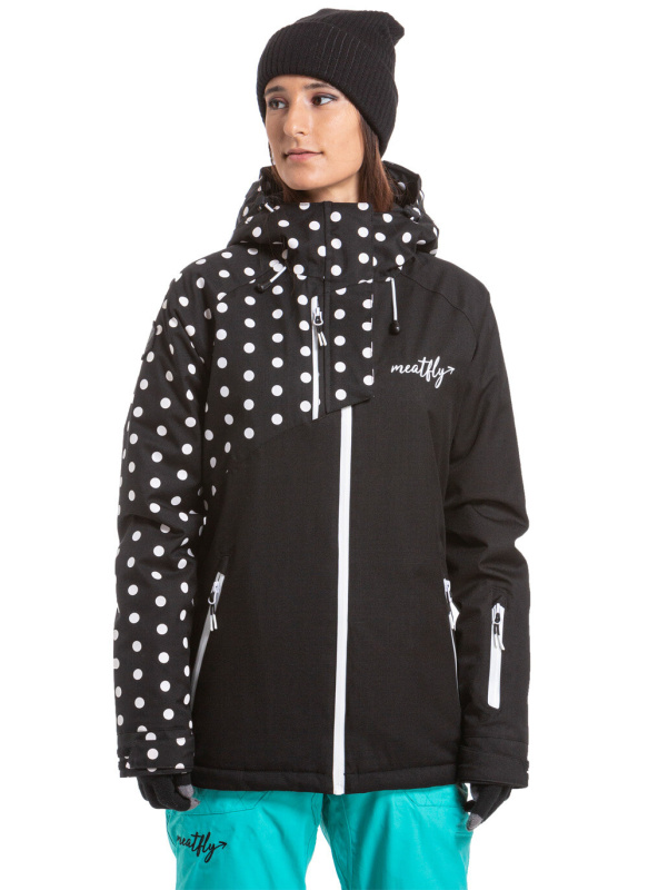 Meatfly snowboardová bunda Deborah G - Black White Dot | Černá | Velikost XS