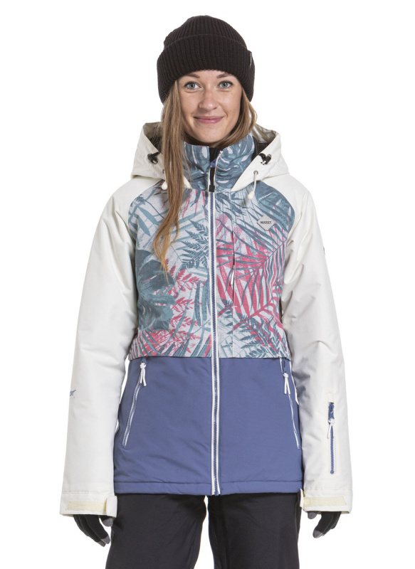 Nugget snowboardová bunda Trish A - Linen White Palm Fjord Blue | Bílá | Velikost XS
