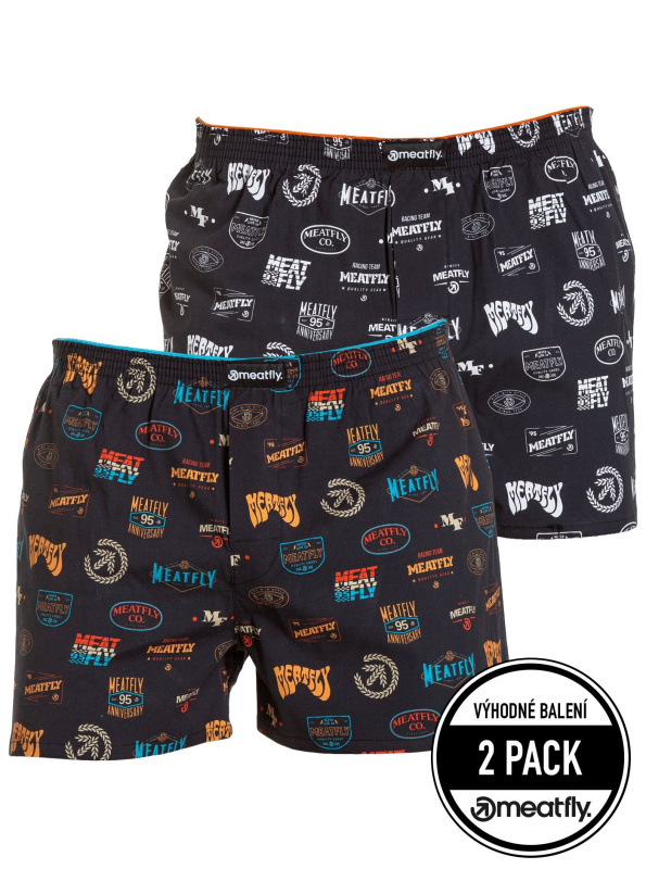 Meatfly pánské trenýrky Agostino H - Badges | Černá | Velikost XL