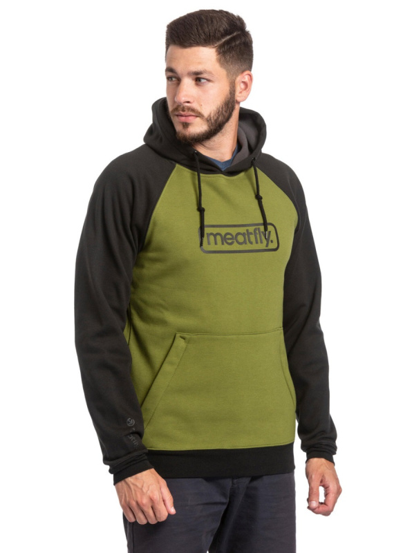Meatfly pánská technická mikina Gravel Calla Green / Black | Černá | Velikost L