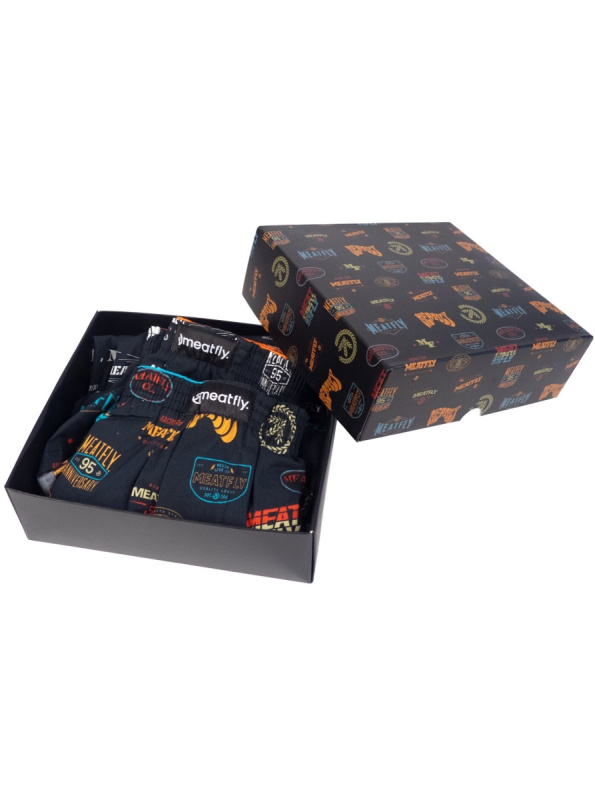 Meatfly pánské trenýrky Agostino Badges Gift Pack | Černá | Velikost XL