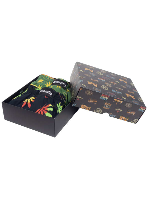Meatfly pánské trenýrky Agostino Leafs Gift Pack | Černá | Velikost XL