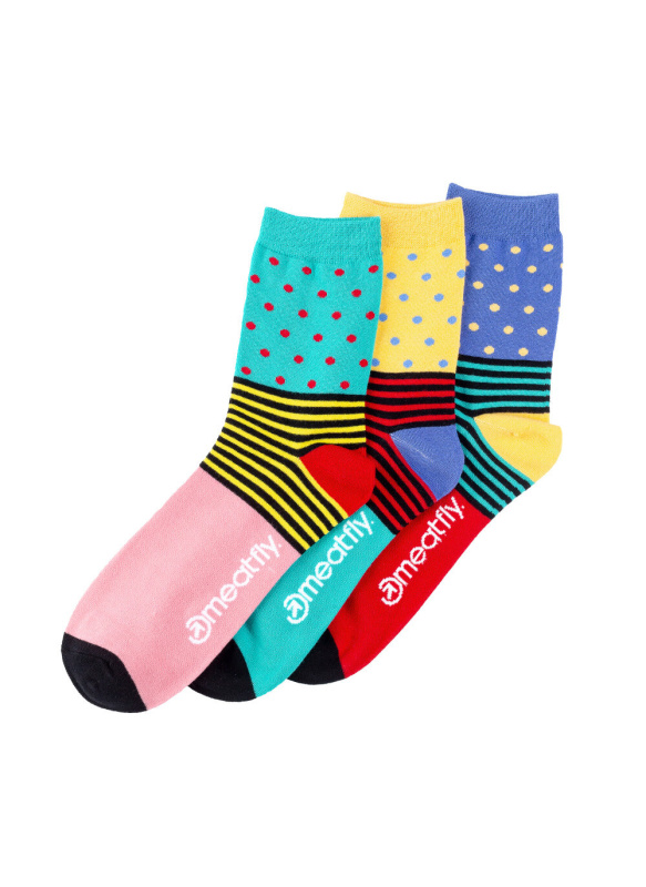 Meatfly ponožky Stripes Dot socks Triple Pack | Mnohobarevná | Velikost S/M