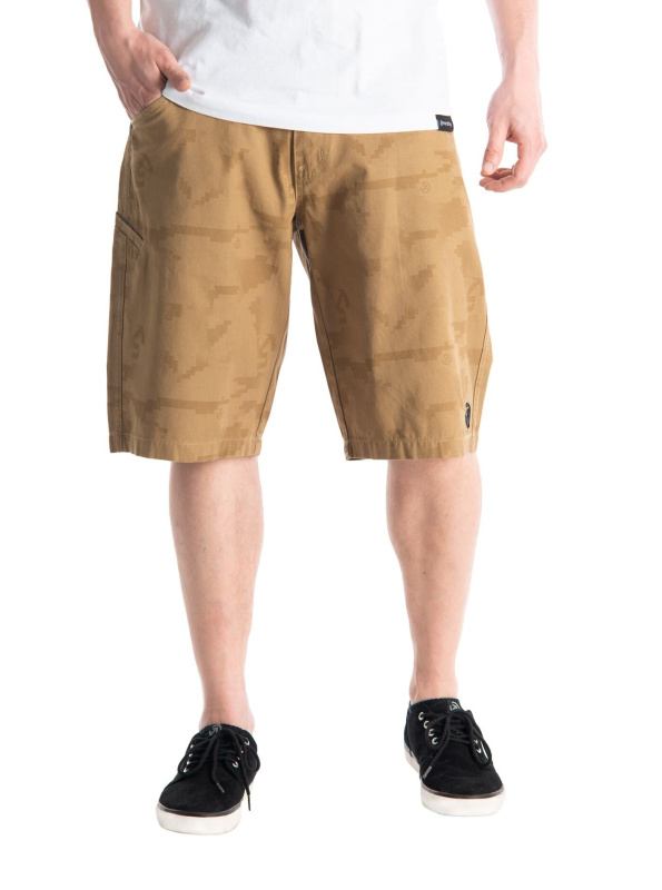 Meatfly pánské kraťasy Bobber Infinity Camo Dark Sand | Písková | Velikost 36 | 100% bavlna
