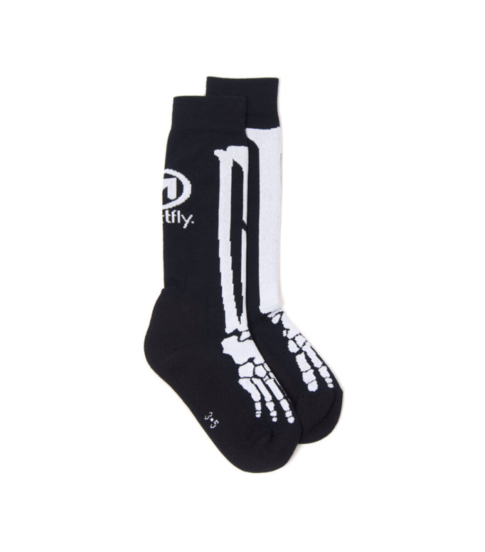 Meatfly ponožky Bones Long Black | Bílá | Velikost L