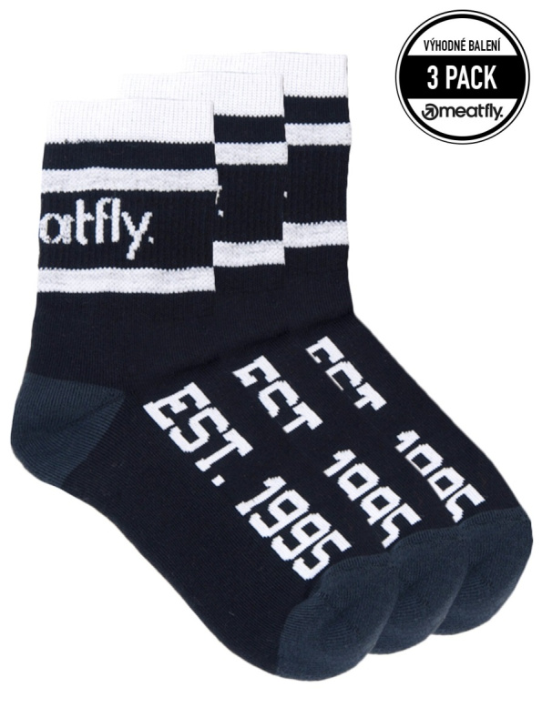 Meatfly ponožky Long Triple Pack Black | Černá | Velikost S