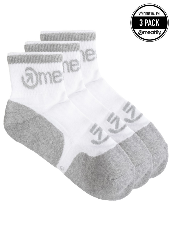 Meatfly ponožky Middle Triple pack White | Bílá | Velikost S