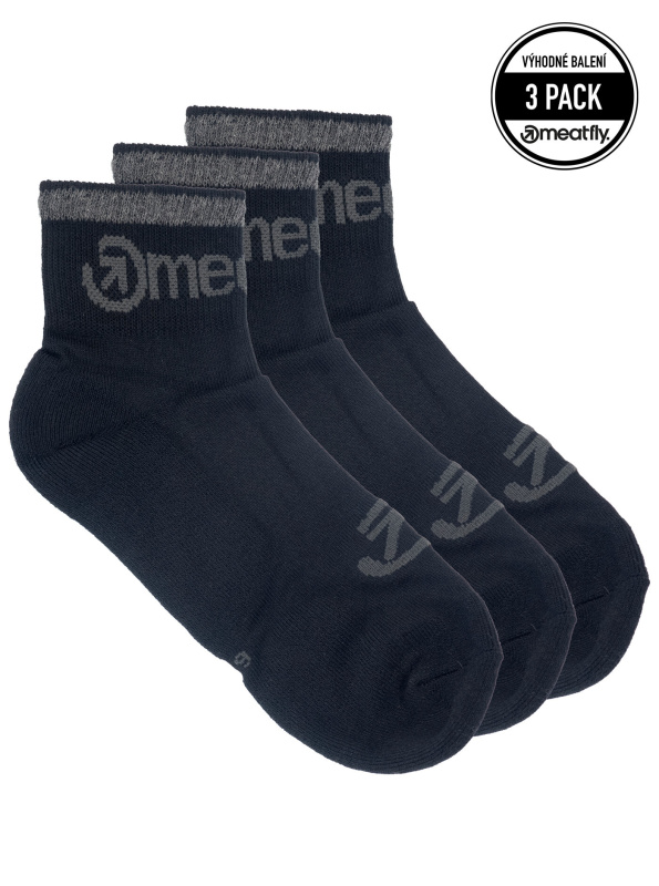 Meatfly ponožky Middle Triple pack Black | Černá | Velikost L