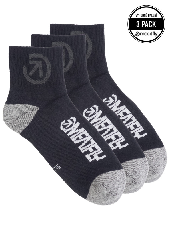 Meatfly ponožky Middle Triple pack Bike Black | Černá | Velikost S
