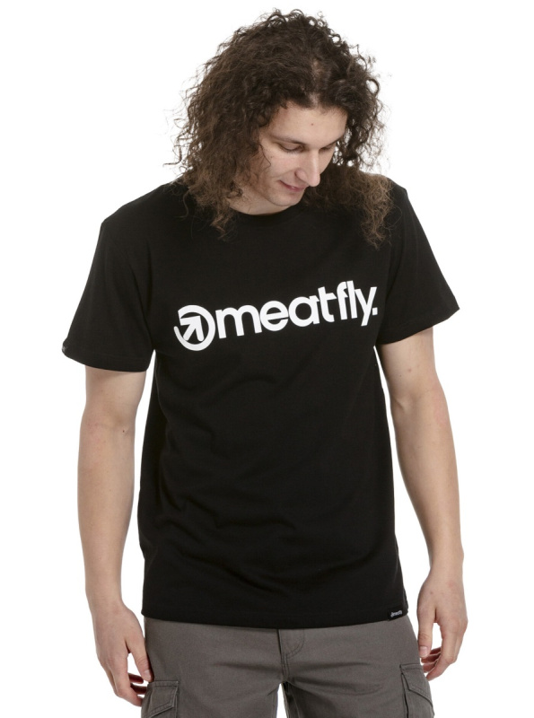 Meatfly pánské tričko MF Logo Black | Černá | Velikost XS | 100% bavlna