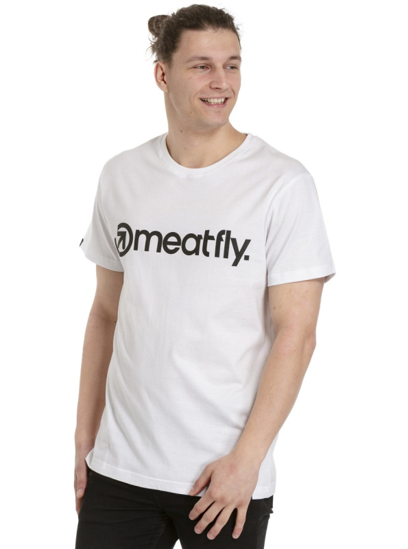 Meatfly pánské tričko MF Logo White | Bílá | Velikost L | 100% bavlna