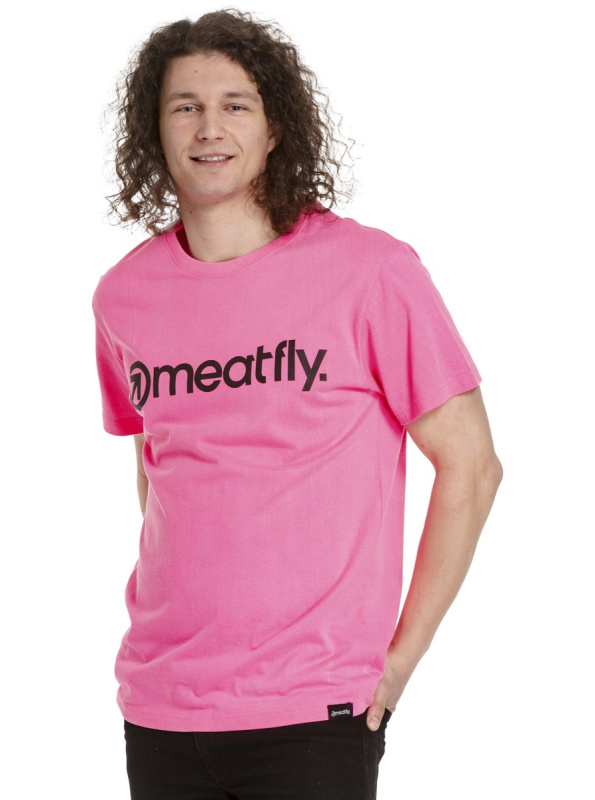 Meatfly pánské tričko MF Logo Neon Pink | Růžová | Velikost XL | 100% bavlna