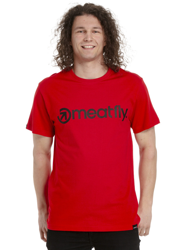 Meatfly pánské tričko MF Logo Bright Red | Červená | Velikost XXL | 100% bavlna