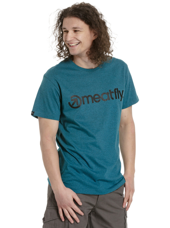 Meatfly pánské tričko MF Logo Petrol Heather | Modrá | Velikost L