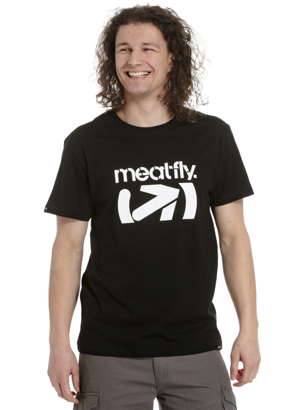 Meatfly pánské tričko Podium Black | Černá | Velikost XXL | 100% bavlna