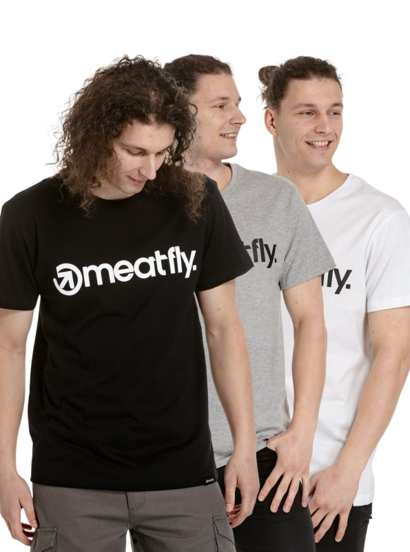 Meatfly balení pánských triček MF Logo Multipack Black/Grey Heather/White | Černá | Velikost XXL
