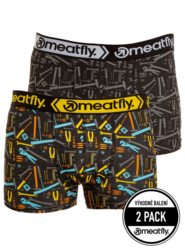 Meatfly pánské boxerky Balboa Boxershorts Double Pack Tools | Černá | Velikost M
