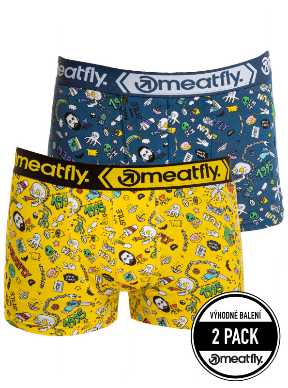 Meatfly pánské boxerky Balboa Boxershorts Double Pack Jamm | Žlutá | Velikost M