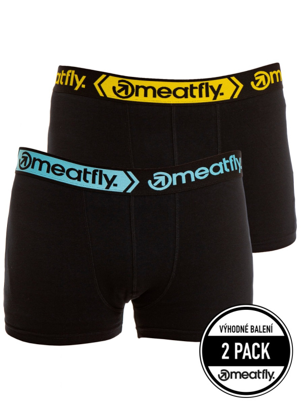 Meatfly pánské boxerky Balboa Boxershorts Double Pack Black | Černá | Velikost S