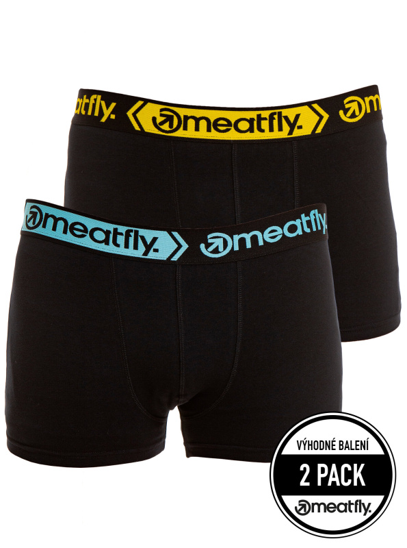 Meatfly pánské boxerky Balboa Boxershorts Double Pack Black | Černá | Velikost M