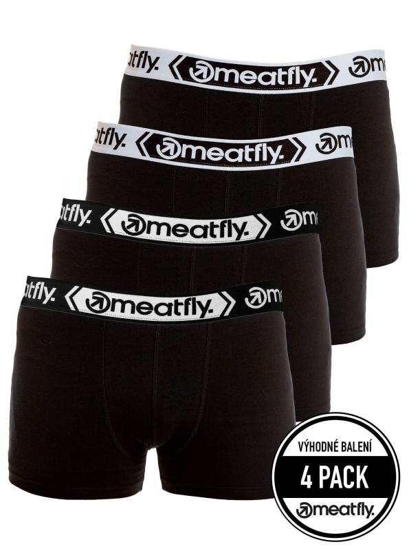 Meatfly pánské boxerky Balboa Boxershorts Four Pack Black/Black | Černá | Velikost M