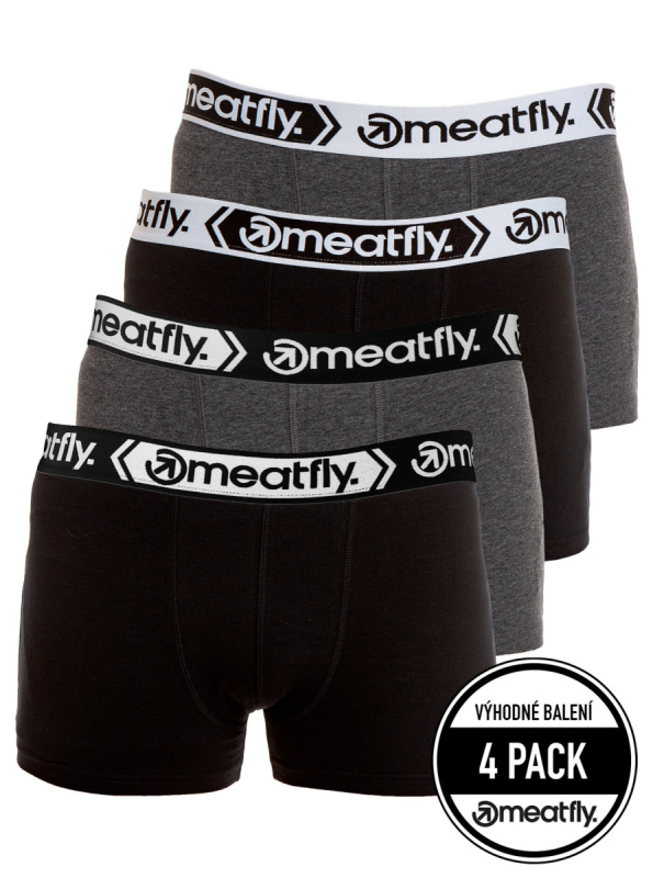 Meatfly pánské boxerky Balboa Boxershorts Four Pack Black/Grey Heather | Černá | Velikost M