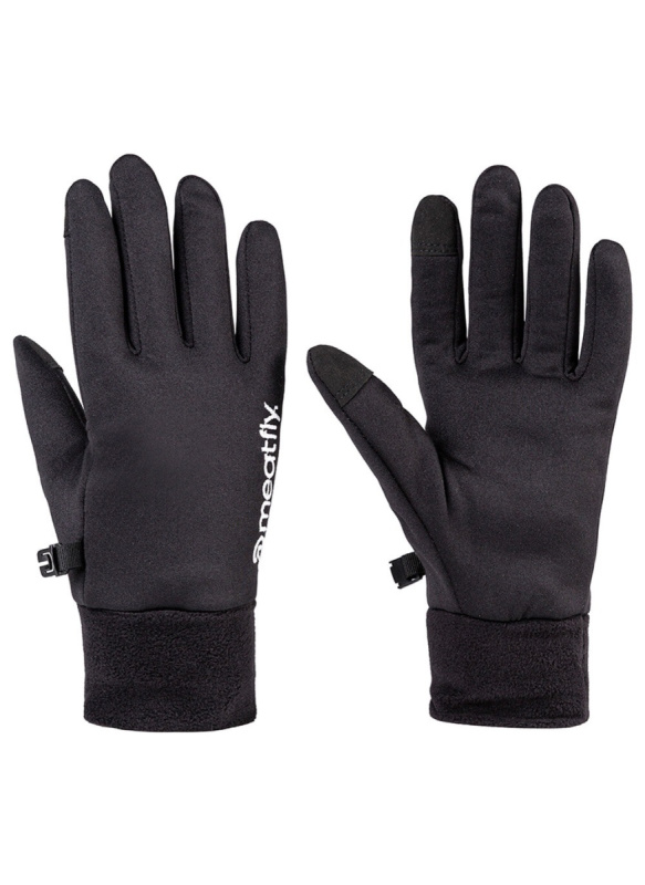 Meatfly pánské rukavice Mens Powerstretch Black White | Černá | Velikost XL