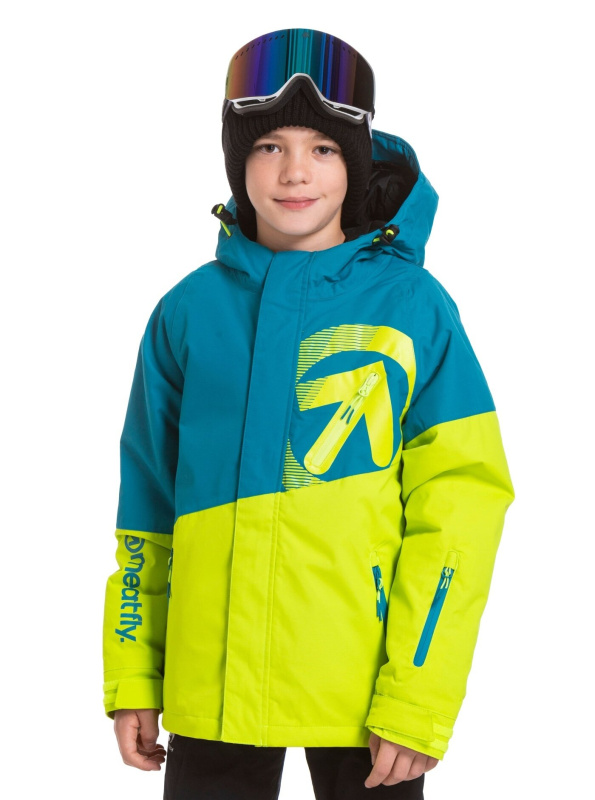 Meatfly dětská SNB & SKI bunda Bangito Teal/Acid Lime | Modrá | Velikost 158