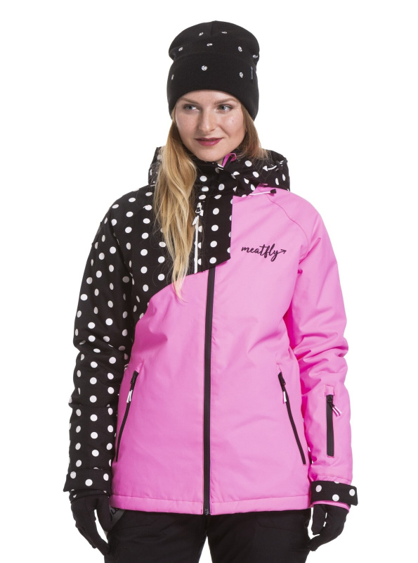 Meatfly dámská SNB & SKI bunda Deborah Pink Killer/White Dot | Růžová | Velikost M