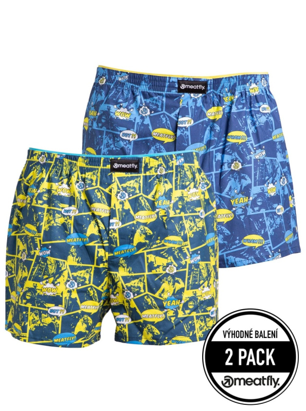 Meatfly pánské boxerky Agostino Yellow/Blue Comics | Žlutá | Velikost M