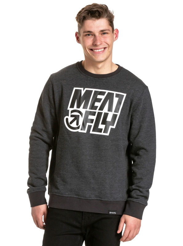 Meatfly pánská mikina Repash Crewneck Charcoal Heather | Šedá | Velikost M