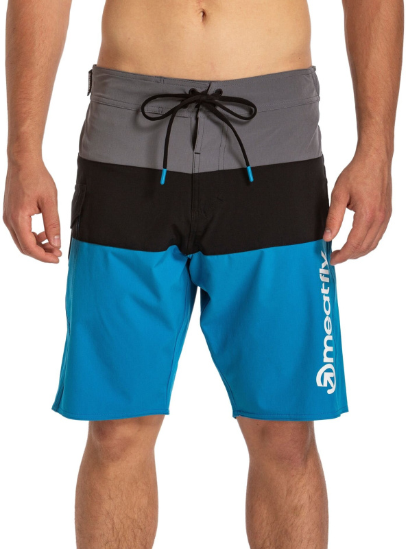 Meatfly pánské plavky Mitch Boardshorts 21" Blue Stripes | Černá | Velikost XXL
