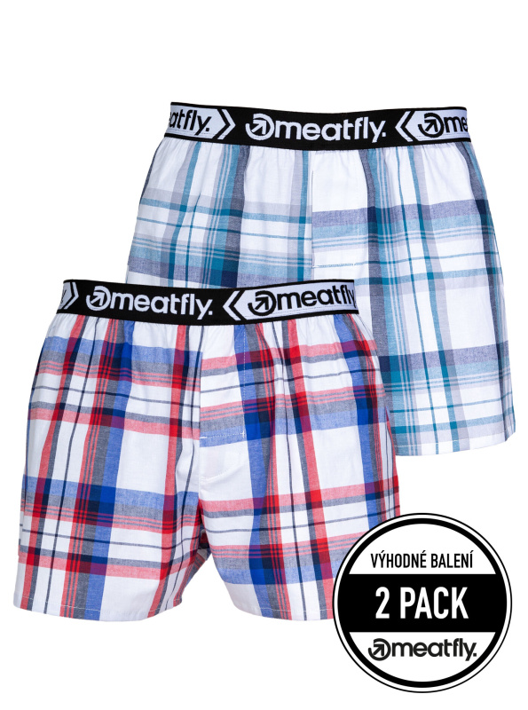 Meatfly pánské boxerky Gigi White Red / Blue | Bílá | Velikost XL