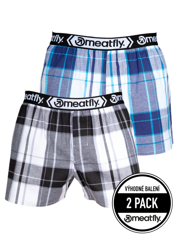 Meatfly pánské boxerky Gigi Black / Blue | Černá | Velikost L