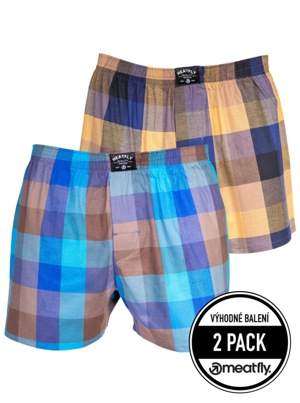 Meatfly pánské boxerky Doug Brown / Blue | Hnědá | Velikost L