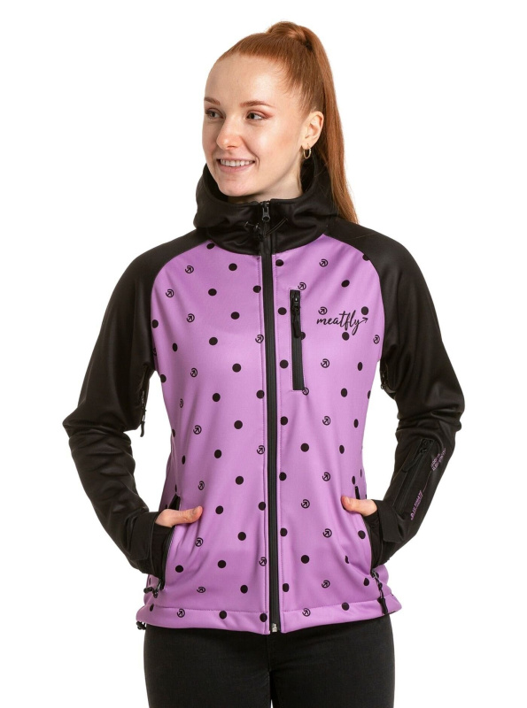 Meatfly dámská softshell bunda Zaja Purple Dots | Fialová | Velikost S