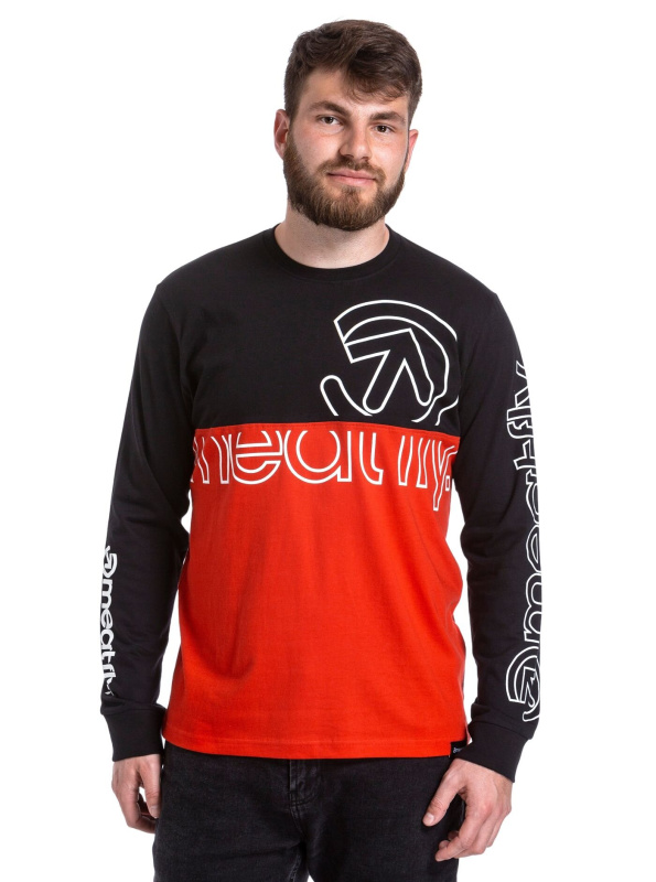 Meatfly pánské tričko s dlouhým rukávem Judgement White Logo / Black / Red | Bílá | Velikost M
