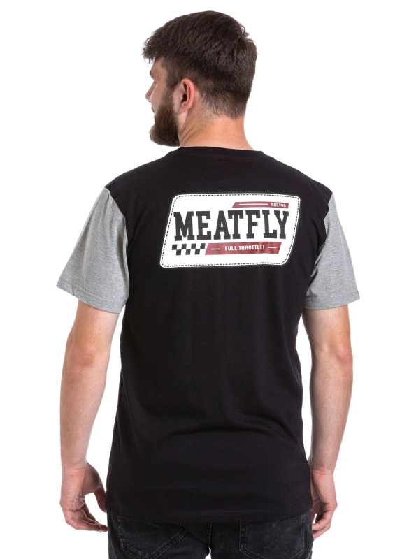 Meatfly pánské tričko Racing Black / Grey Heather | Černá | Velikost XL