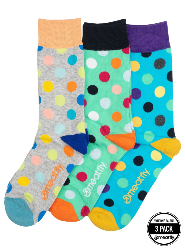 Meatfly ponožky Lexy Triple Pack Grey Dots | Mnohobarevná | Velikost XS/S