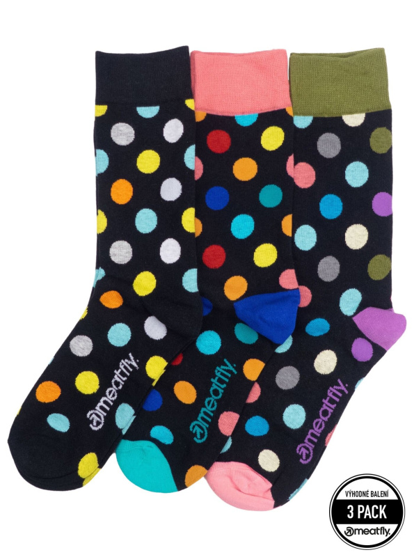 Meatfly ponožky Lexy Triple Pack Black Dots | Mnohobarevná | Velikost S/M
