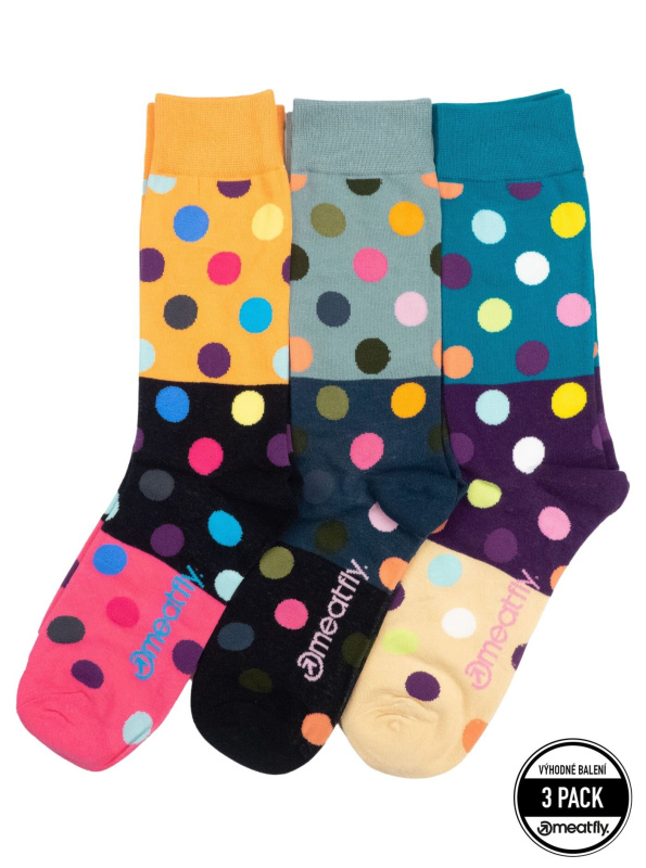 Meatfly ponožky Lexy Triple Pack Orange Dots | Mnohobarevná | Velikost S/M