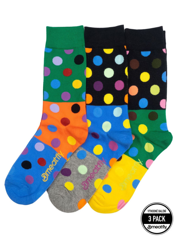 Meatfly ponožky Lexy Triple Pack Green Dots | Mnohobarevná | Velikost S/M