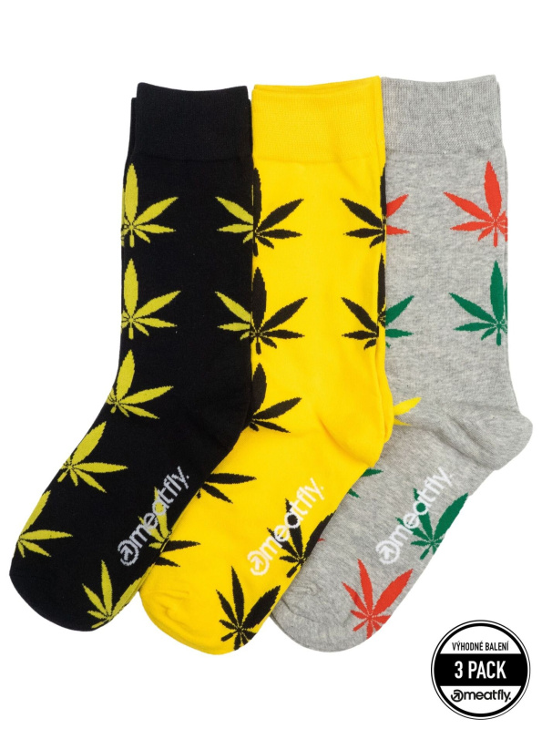 Meatfly ponožky Lexy Triple Pack Ganja | Mnohobarevná | Velikost L/XL