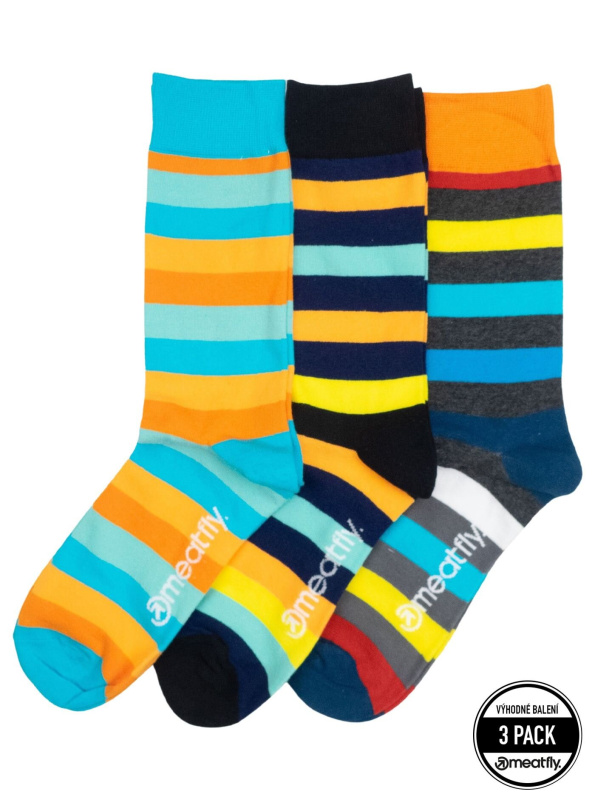 Meatfly ponožky Lexy Triple Pack Orange Stripes | Mnohobarevná | Velikost L/XL