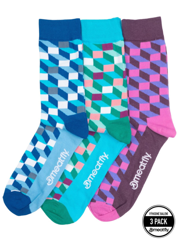 Meatfly ponožky Lexy Triple Pack Checkers | Mnohobarevná | Velikost S/M